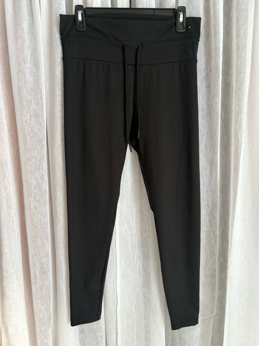 Black Drawstring High-Waist Leggings